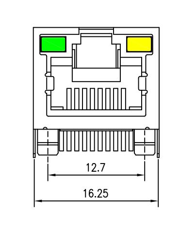 6116173-5 schirmten Verbindungsstücke Rj45 mit LED 8P8C durch - Loch LPJE101AWNL 0 ab