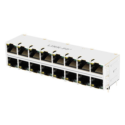 2 x 8 Hafen Staplungs-Gedruckte Schaltkarte DER NABEN-RJ45 abgeschirmt mit EMS-Finger 0810-2H8R-28