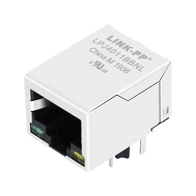 JXR0-0015NLT 10/100 Basis-t Tab Down Green/gelber geführter 1x1 Hafen Rj45 modularer Jack