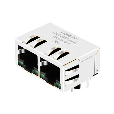 HFJ12-1G16ER-L11RL FastJack 1x2 Vorsprung-Unten mechanisch gekuppeltes Gigabit RJ45 W/LED