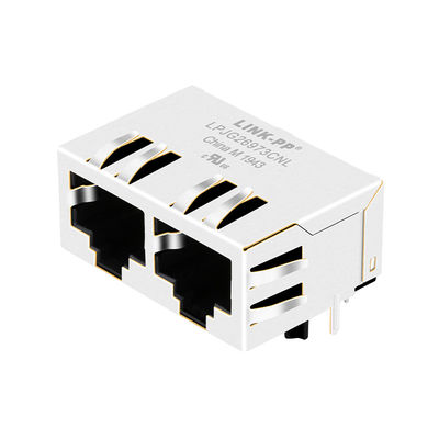 Multi-Hafen RJ45 HFJ12-1G16ERL verdoppeln Vorsprung-Unten 1000Base-T Verbindungsstück Wo/LED