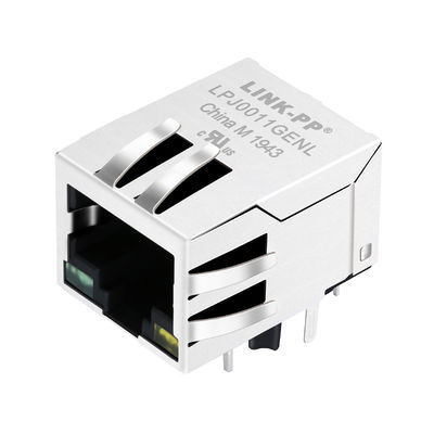 7499011216A Tab Down Green/gelbes einzelnes Port-8P8C modulares Verbindungsstück LED RJ45 hebt LPJ0011-8GENL