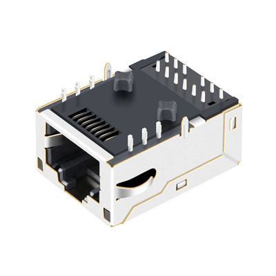 L8BE-1G1T-91A magnetisches RJ45 Jack 100 Hafen-Grüne Basis--ttab ups 1X1 geführt abgeschirmt mit EMI Finger