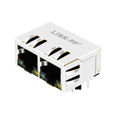 Grüner/gelber geführter Hafen 1000 Basis--ttab down magnetics RJ45 Verbindungsstück-JXR8-1002NL 1x2