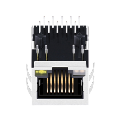 10G Basis-t Tab Down 1 Hafen durch Loch RJ45 magnetischer Jack With Leds JTH-0024NL
