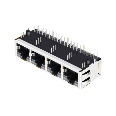 JT6-1480NL 10G Basis-t schirmte Vorsprung des Hafen-1x4 HERAUF Verbindungsstück PWB-Rj45 ab, das mit LED rechtwinklig ist
