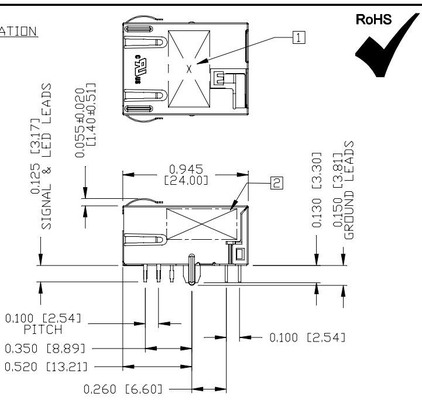 L836-121T-KE 5G Verbindungsstück Basis--ttab downs 1X1 das Hafen-Rj45 Magjack, das mit Gy/G abgeschirmt wurde, führte