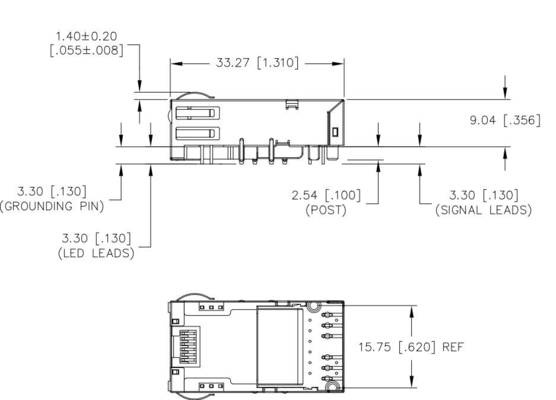 JT3-1105HL 10GBASE-T 1X1 Hafen Tab Down RJ45 Magjack 12PIN GG/Y führte