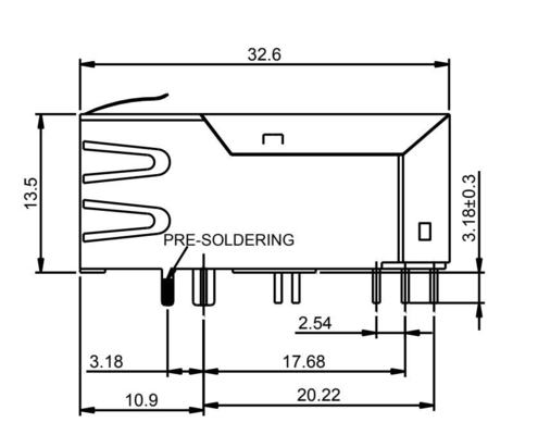 56F-1803DGDZ2NL 1A einzelnes magnetisches Verbindungsstück Hafen-2.5G BASE-T POE+ RJ45